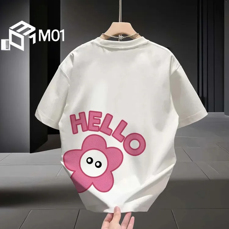 M01潮牌夏季新款透气纯棉短袖衫潮流设计感宽松圆领男士T恤上衣服