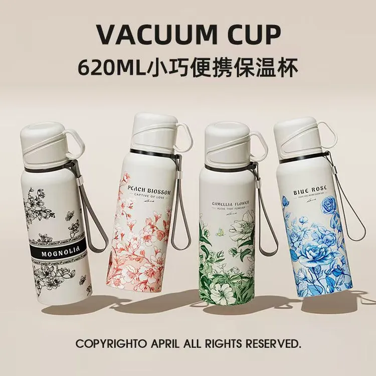 【杯盖可喝水】大容量轻奢保温杯保冰316不锈钢双盖简约泡茶水杯子