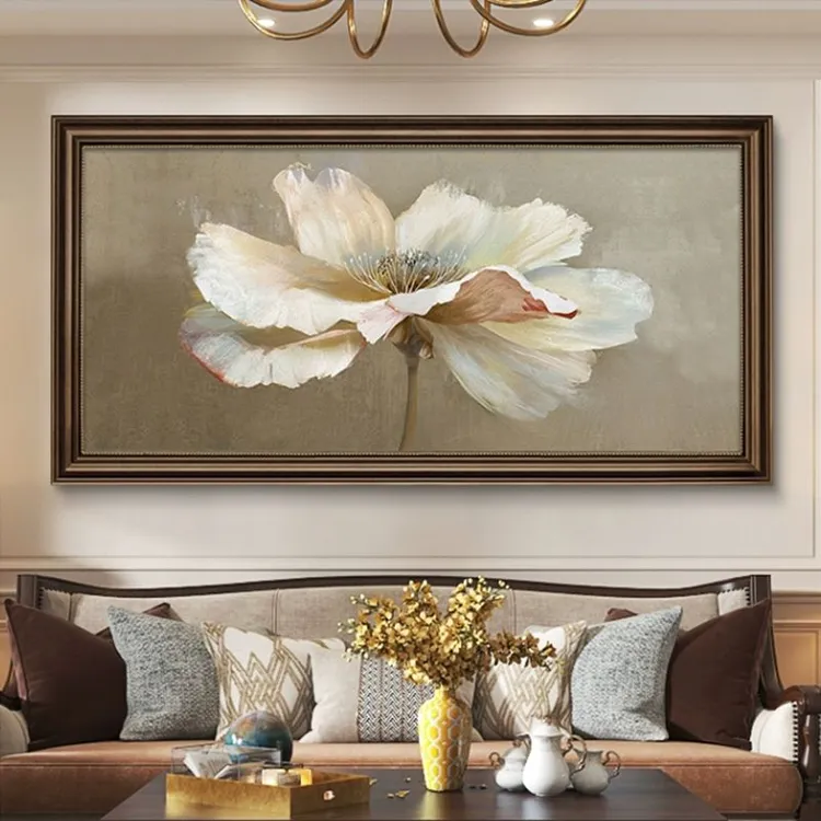 花开富贵美式框挂画客厅沙发背景墙装饰画欧式复古卧室画床头壁画