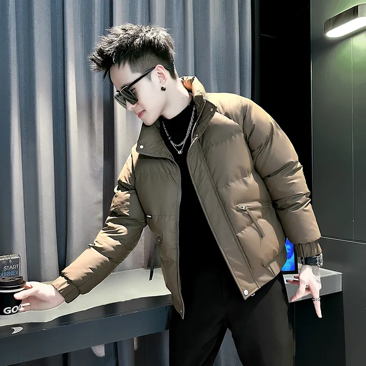 冬季男士立领皮棉服加厚保暖短款棉袄时尚休闲修身男棉衣外套潮流