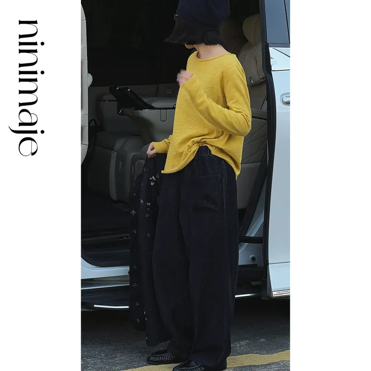 NanBeiBei 极简设计款简约复古立体廓形两穿口袋裤 7135