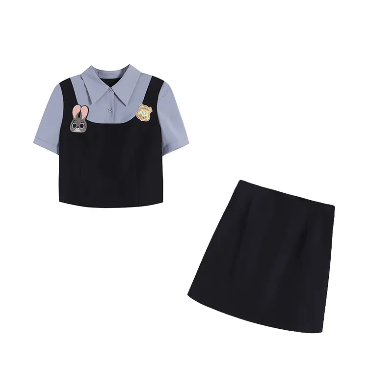 【兔子警官】夏季假两件时尚学院风藏青套装ZL109796