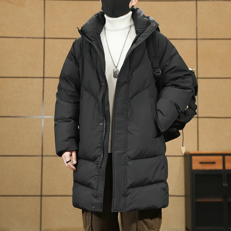 90白鸭绒高端羽绒服男冬季新款中长款加厚保暖防风男士连帽外套