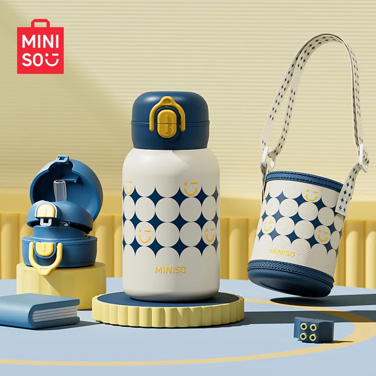 名创优品儿童保温杯女学生316L不锈钢水杯上学专用便携吸管杯子