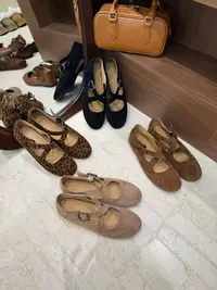 金-复古交叉百搭马丽珍鞋子短裤8036