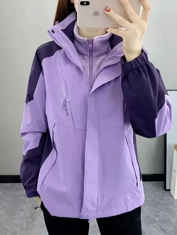 ZH 0889秋冬新款加绒保暖防风防水户外冲锋衣女式外套