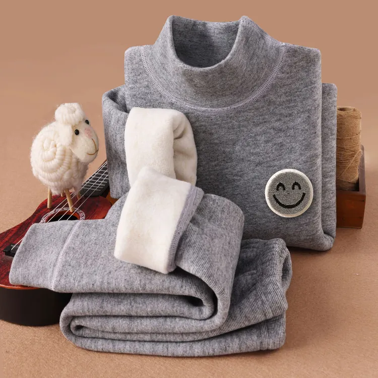 冬季半高领儿童保暖内衣套装加绒加厚男童校服神器男女宝宝家居服