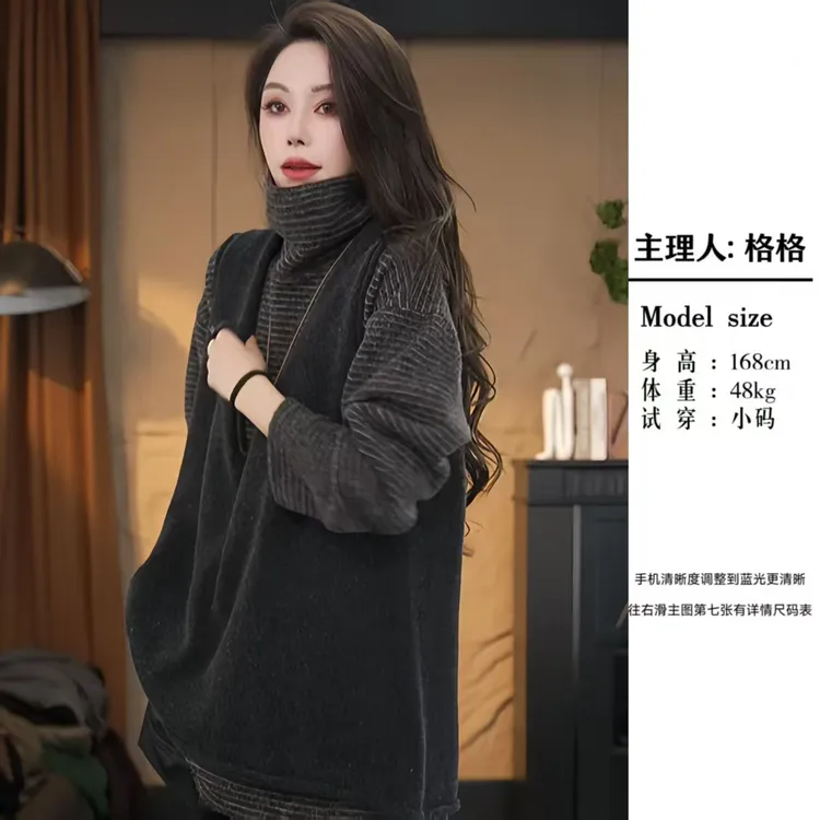 【格小姐】2548-1秋冬新款欧版潮流含羊毛大V领无袖纯色百搭毛针织