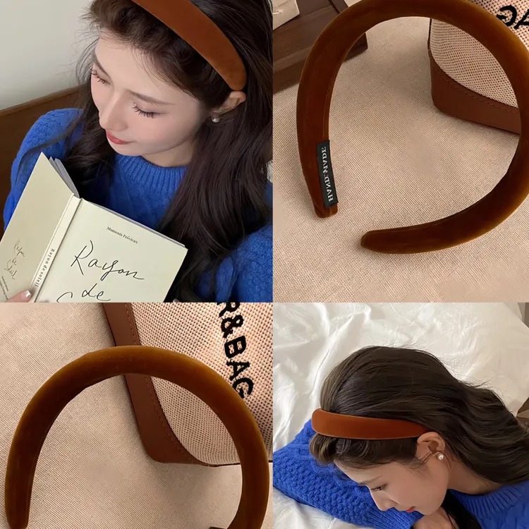 秋冬新款女百搭南瓜色复古风日韩发箍时尚小众法式