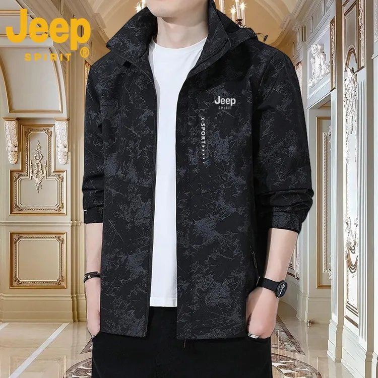 JEEPSPIRIT连帽衫经典商务男装时尚品牌潮流长袖迷彩夹克外套新款