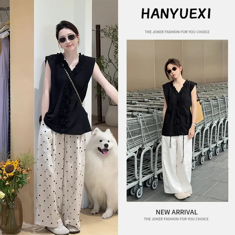 夏季一整套女装2025年新款韩版气质减龄显瘦无袖上衣休闲裤两件套