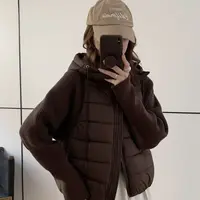 秋冬保暖女款日式风棉夹克棉衣棉服宽松女短款宽松拼接棉服