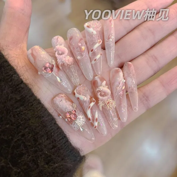 高级感穿戴甲级美甲专用手工穿戴甲中长款新款穿戴甲穿戴甲美甲
