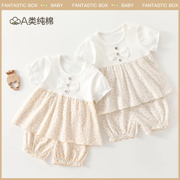 新款婴幼儿套装薄款春夏a类面料洋气女宝宝阔腿裤公主外穿两件套