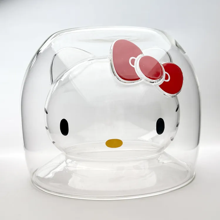 可爱立体卡通造型双层杯牛奶杯透明玻璃创意高颜值喝水杯隔热防烫