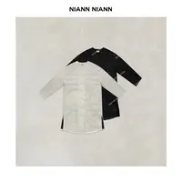 NiannNiann 新款小众高级女装复古文艺无领中长款棉服15095