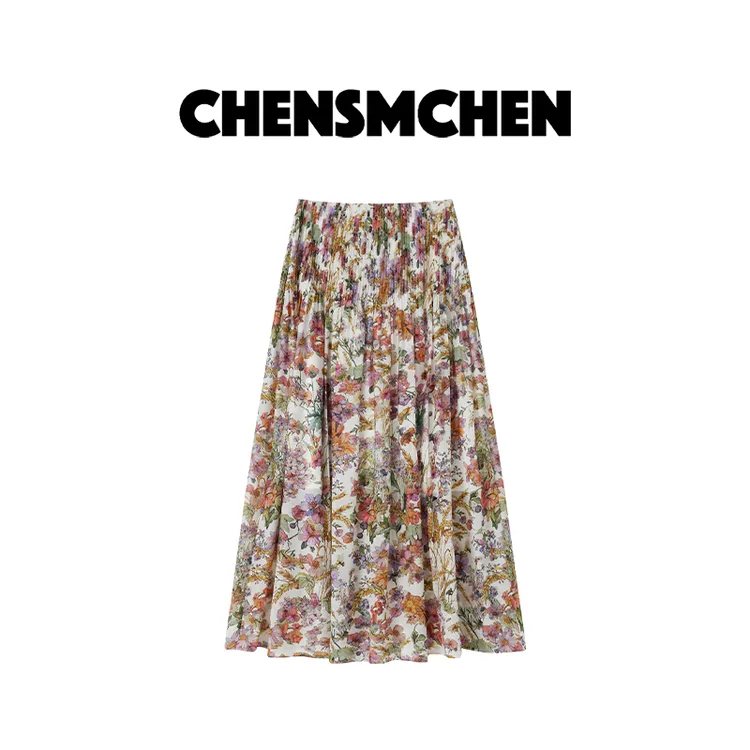 CHENSMCHEN浪漫花园压褶精致半身裙女春夏显瘦时尚裙子CSEQ3027MX