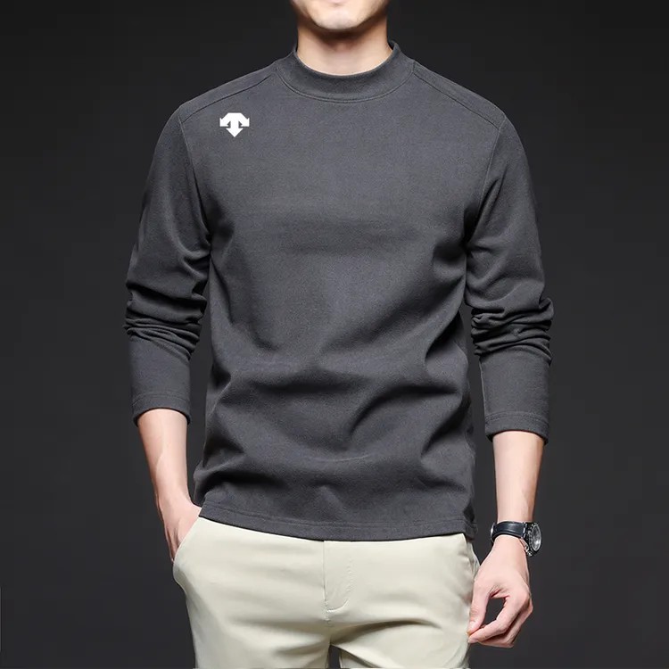 奥特莱斯撤柜迪桑家男士德绒半高领运动T恤秋冬新款时尚打底上衣