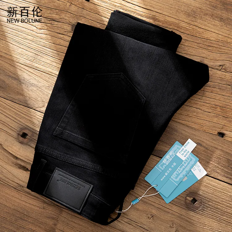 新百伦早秋黑色牛仔裤男款爆款2025新款轻奢修身小直筒九分裤潮流