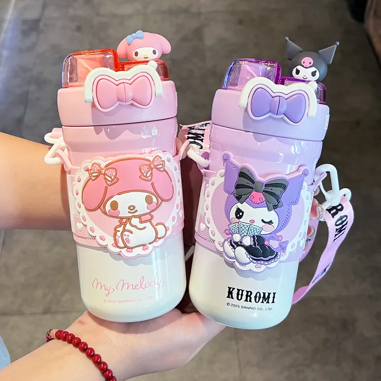 三丽鸥库洛米儿童保温杯双饮水杯女2025新款学生上学专用便携水壶