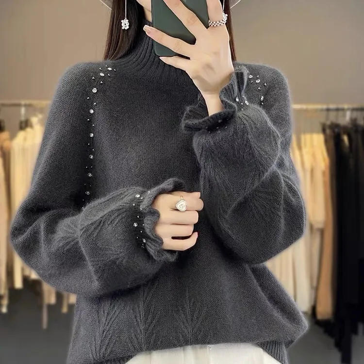 洋气时髦打底衫女春秋大码外穿毛衣显瘦内搭秋冬洋气半高领针织衫