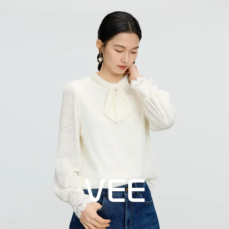 VEE【美丽诺言】兔耳朵领温柔蕾丝打底衫2025新款叠穿内搭上衣女