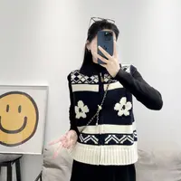 【店夫人定制】2025冬季 韩系菲尔岛 翻领复古提花宽松显瘦 厚马甲