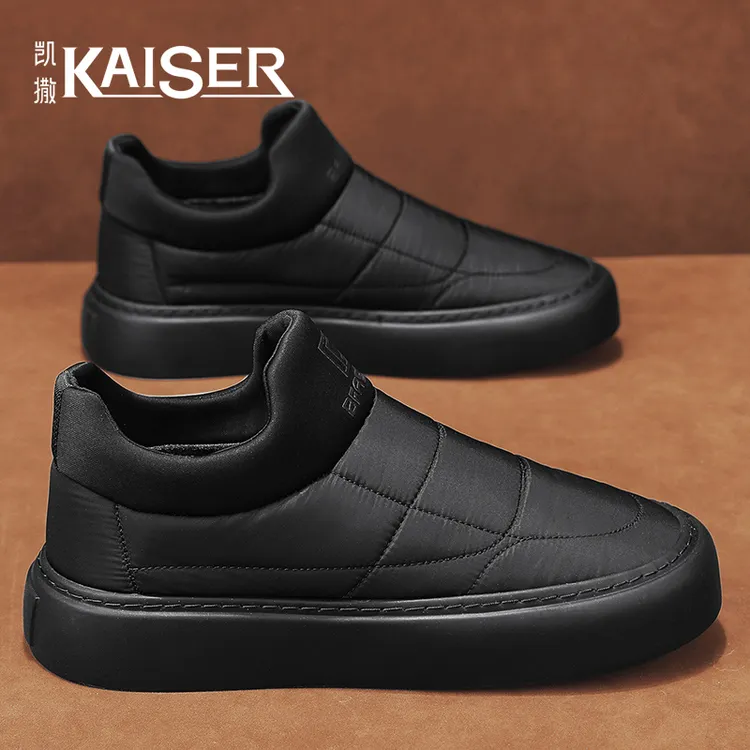 凯撒男鞋冬季新款加绒加厚男士棉鞋轻便软底板鞋一脚蹬保暖雪地靴