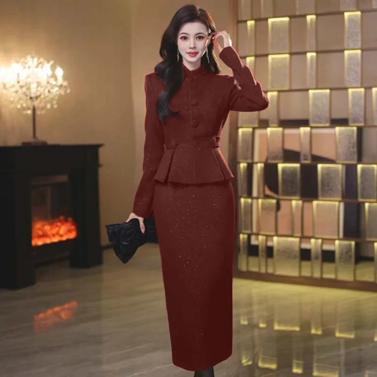 【两件套】小香风套装裙女高级感高端婚宴礼服两件套LJ0148