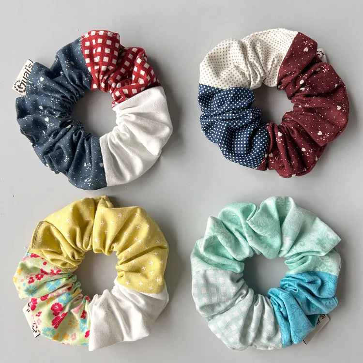 手工拼布发圈DIY材料包 成品自制 4色自选