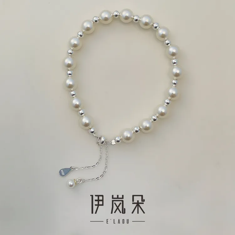 925银手链 伊岚朵【设计师】珍珠手链｜大码胖mm加长可调节抽拉手链