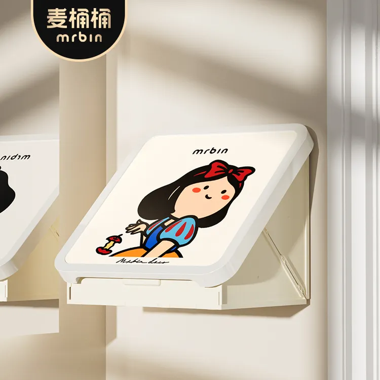 麦桶桶浴室置物架壁画收纳箱折叠防水免打孔卫生间放衣神器储物柜