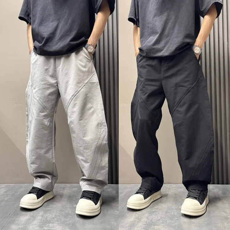 男宽松户外宽松休闲裤青年2025秋季新款潮流设计感阔腿直筒弯刀裤