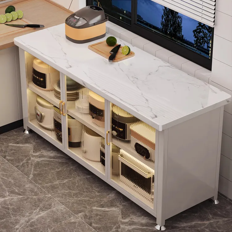 【二手价】厨房置物架落地岩板餐边收纳柜多功能工作台靠墙储物橱柜