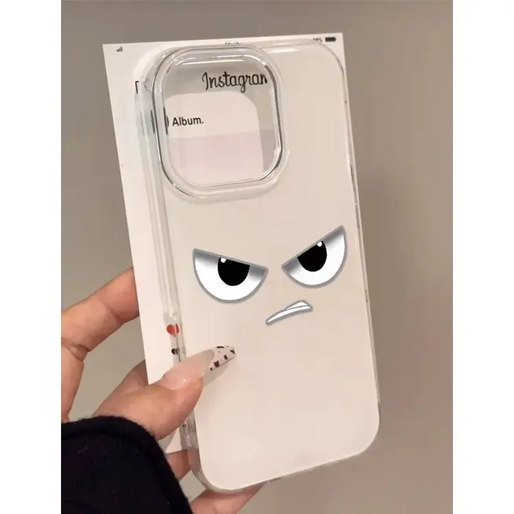 气凶凶表情适用苹果16/15华为P70vivo/oppo小米大孔白色IMD保护壳