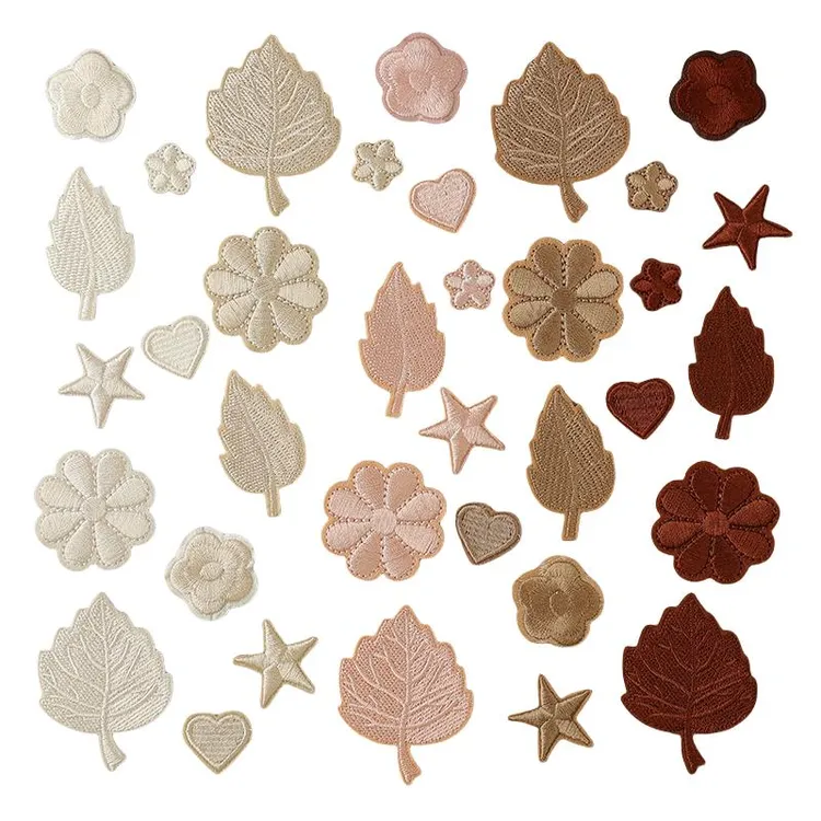 米白咖啡卡其米色补丁贴自粘羽绒服刺绣衣服破洞修补小花朵装饰贴