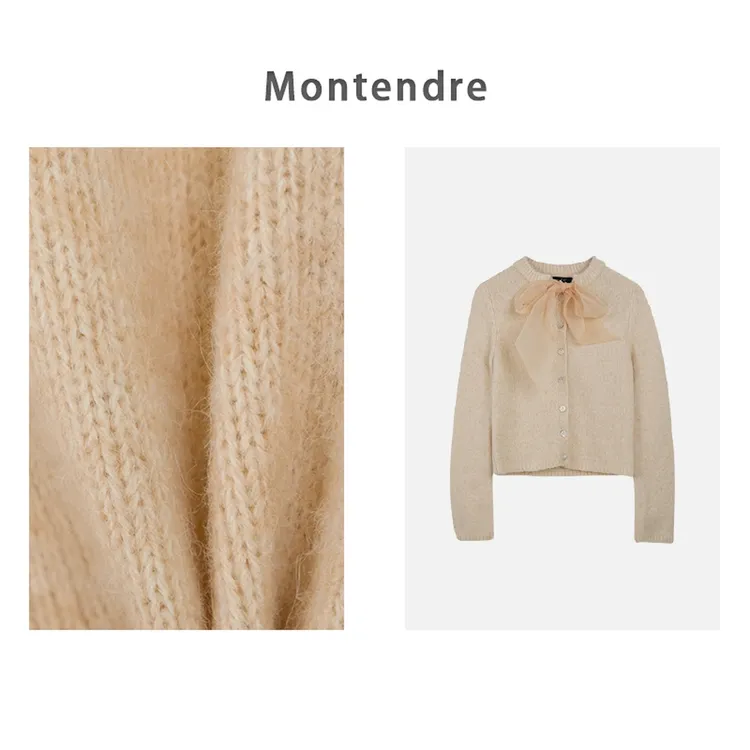 【MonTendre】秋季新款 F 休闲百搭毛针织衫丝巾上衣设计师长袖开衫