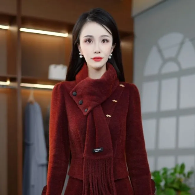 2025秋季新款精致设计感复古显瘦保暖加厚连衣裙M-4XL
