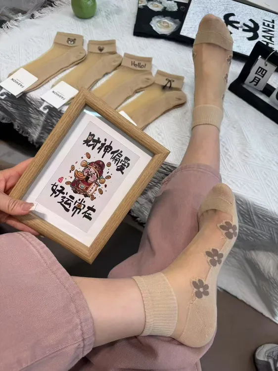 2025春夏新款女袜船袜爆款棉底丝袜防滑透气防臭水晶袜玻璃丝短袜