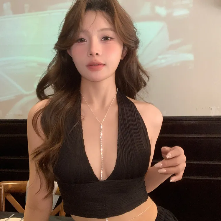 铁合金项链 性感满钻一字项链腰链一体式长链条项链