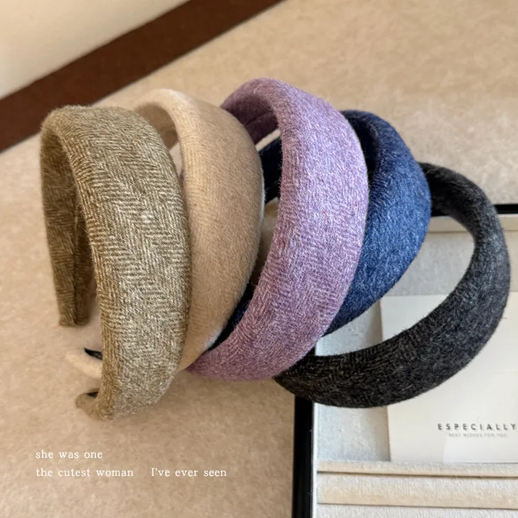 秋冬新款毛呢宽边发箍女款高级感洋气时尚高颅顶头箍外出百搭发卡