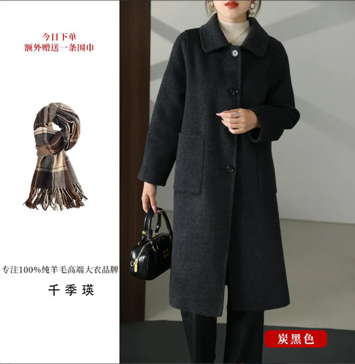 千季瑛【100%全羊毛送围巾】2025爆款新大衣女款爆款2025新款