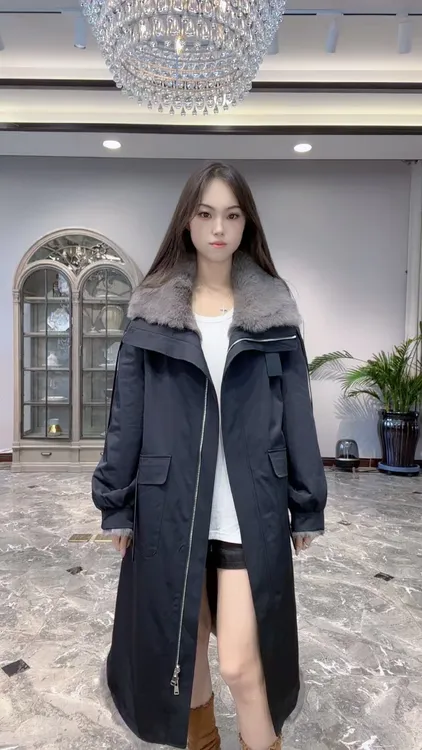 双面兔毛L【暮云灰影】上新年度爆款轻奢时尚百搭外套-2502125