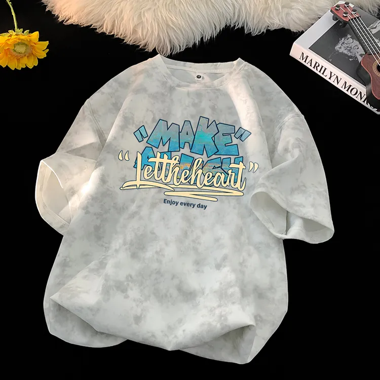 美式高街设计感短袖印花T恤夏季情侣男重磅ins潮宽松重磅上衣百搭