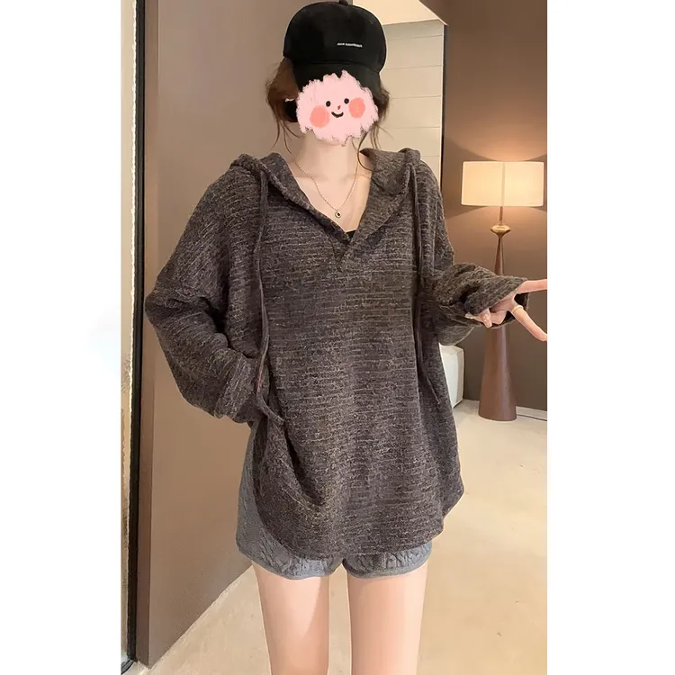 【连帽卫衣】秋冬出游拉绒软糯舒适慵懒宽松长袖连帽卫衣外套女