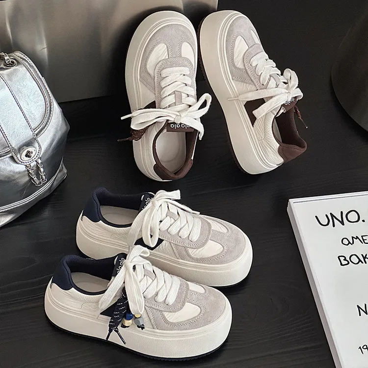 厚底德训鞋女新款真皮休闲鞋百搭小白鞋轻便松糕板鞋231