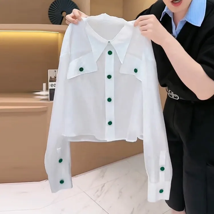 6913洋气设计感新款时尚简约韩版薄款衬衣