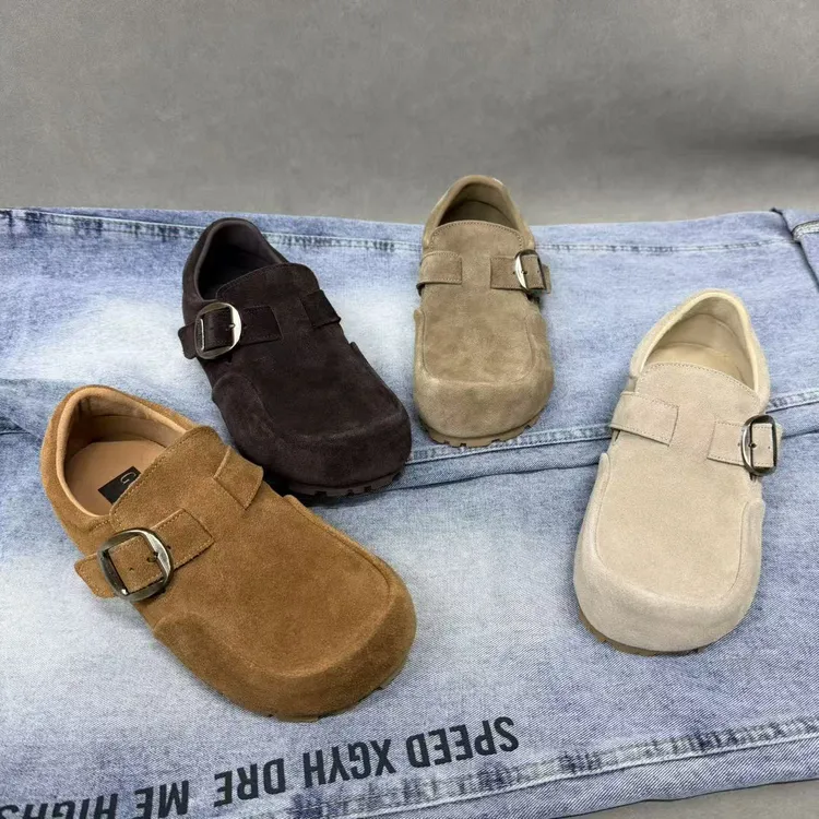 26-058新款春季磨砂牛皮软底软面套脚一脚蹬休闲女鞋