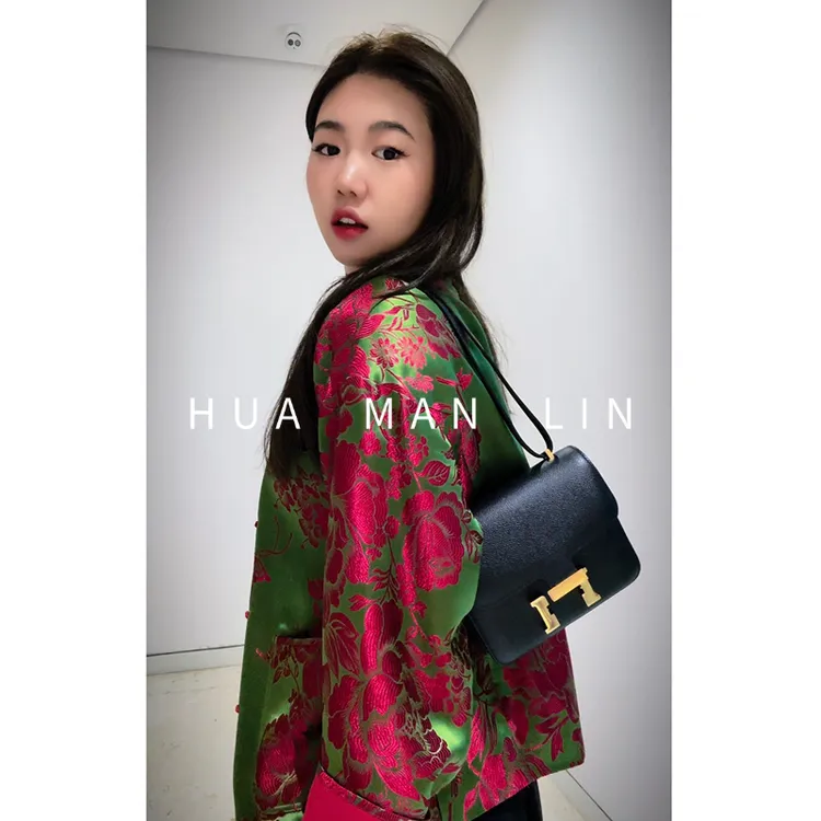 【花满林】‘红情绿意’圆领正门襟手工盘扣老缎真丝桑蚕丝外套259787