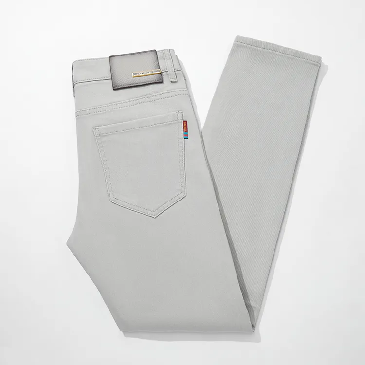 秋冬厚款高端男士牛仔裤休闲弹力百搭时尚高级银玉灰男装牛仔裤